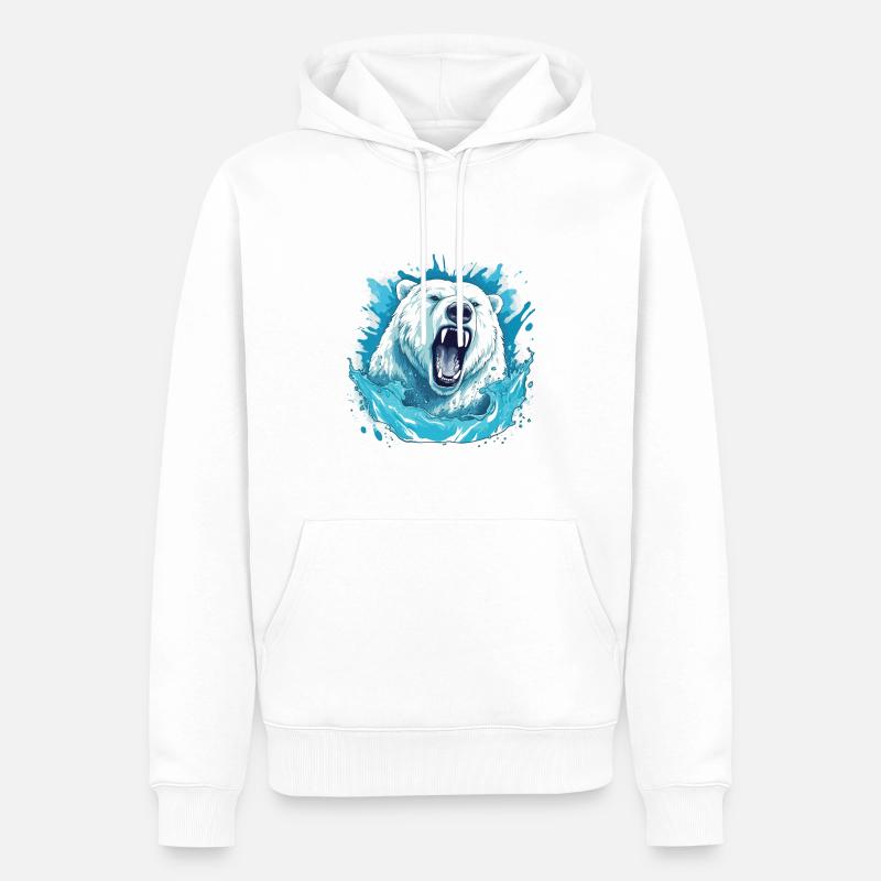 Polar Roar – Eisberg-blaubär-kunst - Männer Premium Bio Hoodie - Weiß
