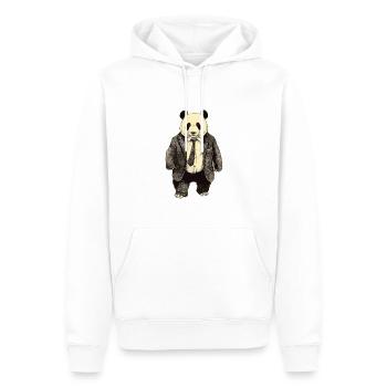 Executive Panda – L’élégance rencontre la mise en danger - Sweat à capuche Premium bio Homme - blanc - Devant - Nico (187cm)