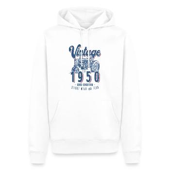 Oldtimer Traktor Farmer Geburtstag geboren 1950 - Männer Premium Bio Hoodie - Weiß - Vorne - Nico (187cm)