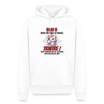 Cadeau départ collègue de travail - Sweat à capuche Premium bio Homme - blanc - Devant - Nico (187cm)