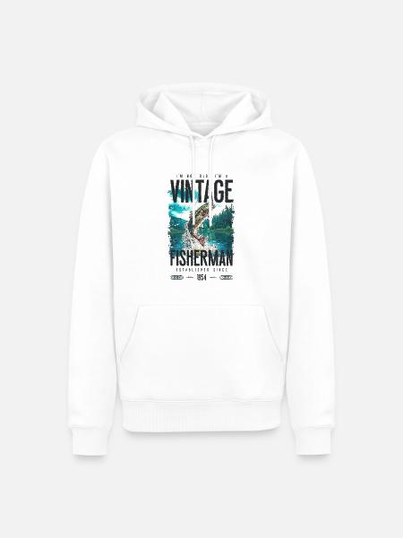 Vintage Trout Fisherman Fishing Birthday 1954 - Herre Premium økologisk hoodie - hvid