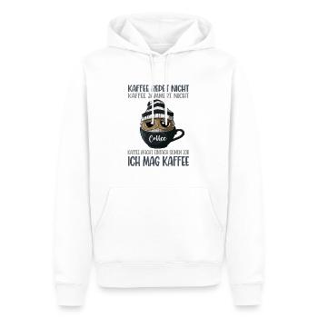 Kaffee Redet Nicht Kaffee Jammert Nicht Eule - Männer Premium Bio Hoodie - Weiß - Vorne - Nico (187cm)