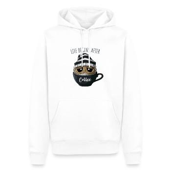 Café Hibou Dictons Amateurs de café Buveurs de café - Sweat à capuche Premium bio Homme - blanc - Devant - Nico (187cm)
