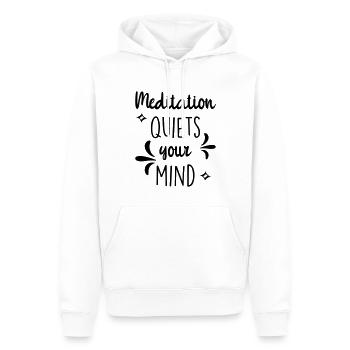 Meditation quiets your mind - Sweat à capuche Premium bio Homme - blanc - Devant - Nico (187cm)