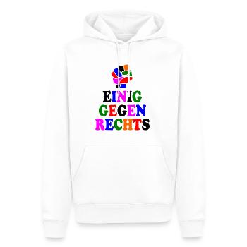 Einig gegen rechts - Männer Premium Bio Hoodie - Weiß - Vorne - Nico (187cm)
