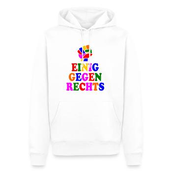 Einig gegen rechts - Männer Premium Bio Hoodie - Weiß - Vorne - Nico (187cm)