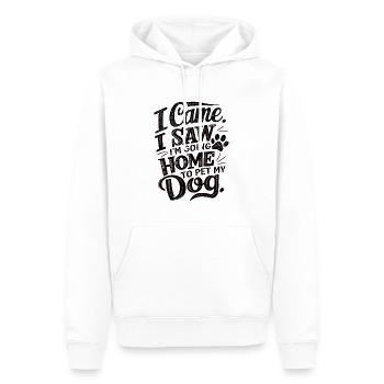 chien disant drôle d’amoureux des chiens - Sweat à capuche Premium bio Homme - blanc - Devant - Nico (187cm)