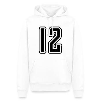 Symbole de 12 chiffres - Sweat à capuche Premium bio Homme - blanc - Devant - Nico (187cm)
