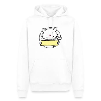 Katze / Kater mit Schild - Männer Premium Bio Hoodie - Weiß - Vorne - Nico (187cm)