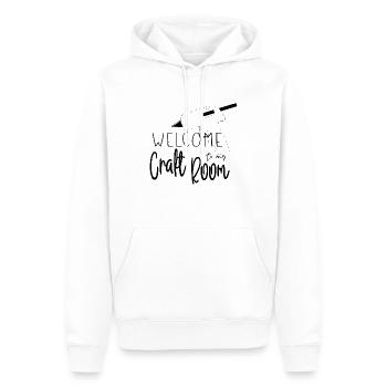 Bienvenue dans ma salle d’artisanat - Sweat à capuche Premium bio Homme - blanc - Devant - Nico (187cm)
