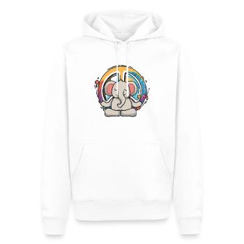 Hippie Elephant Peace Sign Yoga Cool Elephant Fun - Sweat à capuche Premium bio Homme - blanc - Devant - Nico (187cm)