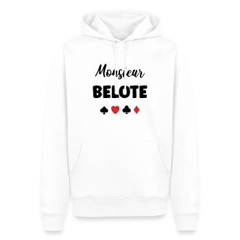 belote - Sweat à capuche Premium bio Homme - blanc - Devant - Nico (187cm)
