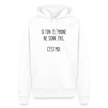 si ton téléphone ne sonne pas - Sweat à capuche Premium bio Homme - blanc - Devant - Nico (187cm)