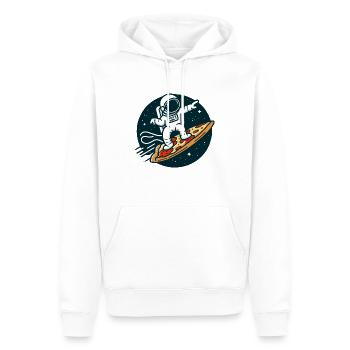 Astronaut surfing through space on pizza slice - Men’s Premium Organic Hoodie - white - Front - Nico (187cm)