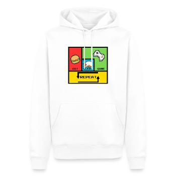 Eat, Sleep, Game, Repeat - Men’s Premium Organic Hoodie - white - Front - Nico (187cm)