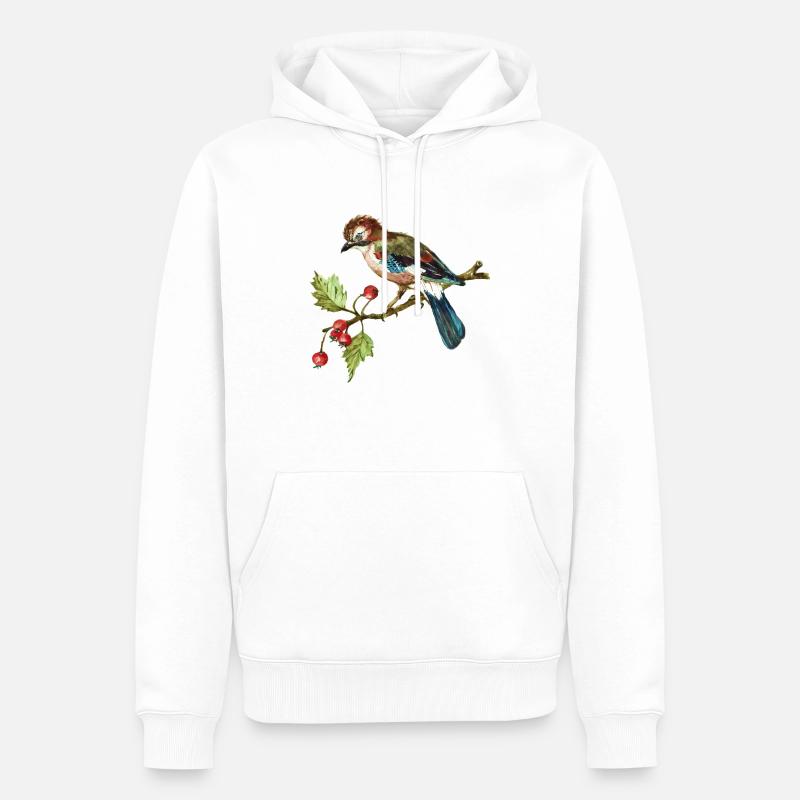 Bunter Vogel - Männer Premium Bio Hoodie - Weiß