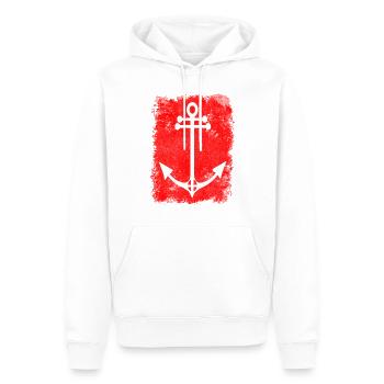 Côte Mer Accueil Ancre Moin Idées cadeaux Mer du Nord - Sweat à capuche Premium bio Homme - blanc - Devant - Nico (187cm)