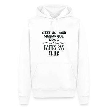 C'est un jour magnifique donc faites pas chier - Sweat à capuche Premium bio Homme - blanc - Devant - Nico (187cm)