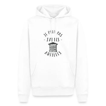 Je peux pas j'ai des abeilles, humour d'apiculteur - Sweat à capuche Premium bio Homme - blanc - Devant - Nico (187cm)