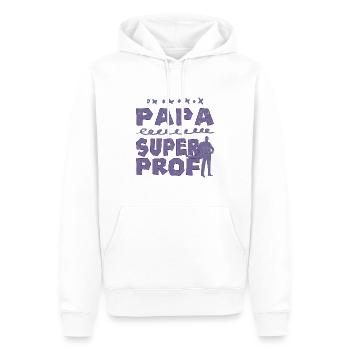 Papa Super Prof - Sweat à capuche Premium bio Homme - blanc - Devant - Nico (187cm)