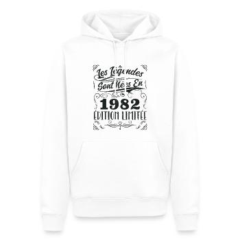 Les Légendes Sont Nés En 1982 | Cadeau - Sweat à capuche Premium bio Homme - blanc - Devant - Nico (187cm)