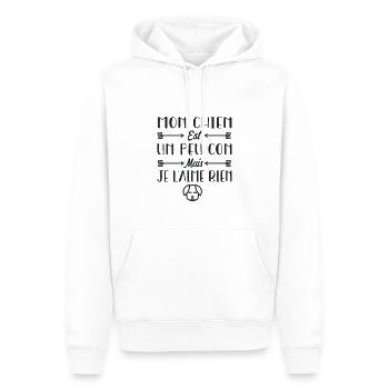 Mon Chien est un peu con mais je l'aime bien - Sweat à capuche Premium bio Homme - blanc - Devant - Nico (187cm)