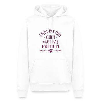 j'peux pas mon chien veut pas prénom - Sweat à capuche Premium bio Homme - blanc - Devant - Nico (187cm)