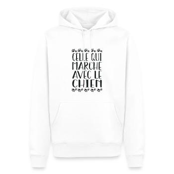 celle qui marche avec le chien - Sweat à capuche Premium bio Homme - blanc - Devant - Nico (187cm)