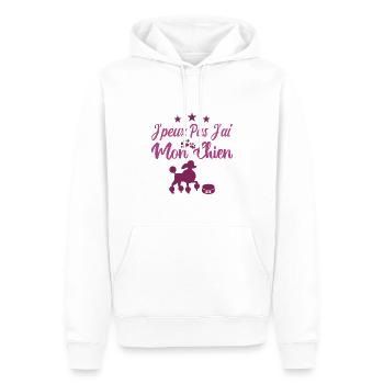 Je peux pas j'ai mon chien - Sweat à capuche Premium bio Homme - blanc - Devant - Nico (187cm)