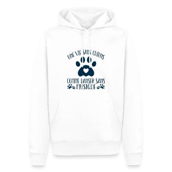 une vie sans chien c'est comme danser sans musique - Sweat à capuche Premium bio Homme - blanc - Devant - Nico (187cm)