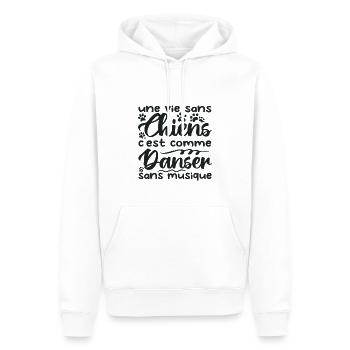 une vie sans chien c'est comme danser sans musique - Sweat à capuche Premium bio Homme - blanc - Devant - Nico (187cm)
