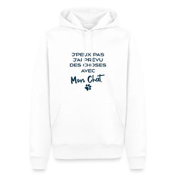 j'peux pas j'ai prévu Des Choses Avec Mon Chat - Sweat à capuche Premium bio Homme - blanc - Devant - Nico (187cm)