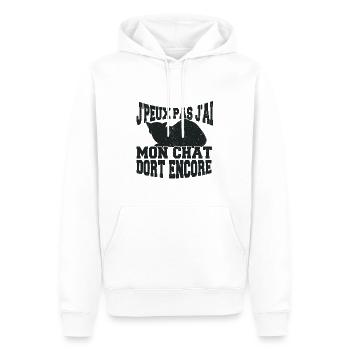 J'peux Pas J'ai Mon Chat Dort Encore - Sweat à capuche Premium bio Homme - blanc - Devant - Nico (187cm)