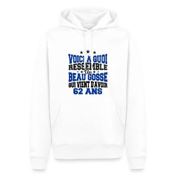 Voici à Quoi Ressemble Un BeauGosse 62 ans, Cadeau - Sweat à capuche Premium bio Homme - blanc - Devant - Nico (187cm)