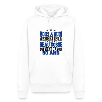 Voici à Quoi Ressemble Un BeauGosse 50 ans, Cadeau - Sweat à capuche Premium bio Homme - blanc - Devant - Nico (187cm)