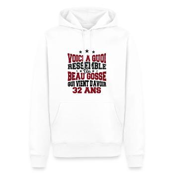 Voici à Quoi Ressemble Un BeauGosse 32 ans, Cadeau - Sweat à capuche Premium bio Homme - blanc - Devant - Nico (187cm)