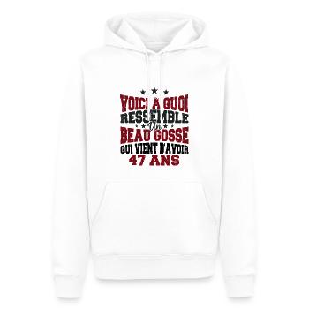 Voici à Quoi Ressemble Un BeauGosse 47 ans, Cadeau - Sweat à capuche Premium bio Homme - blanc - Devant - Nico (187cm)