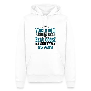 Voici à Quoi Ressemble Un BeauGosse 25 ans, Cadeau - Sweat à capuche Premium bio Homme - blanc - Devant - Nico (187cm)