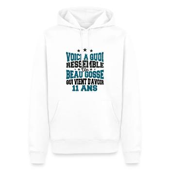 Voici à Quoi Ressemble Un BeauGosse 11 ans, Cadeau - Sweat à capuche Premium bio Homme - blanc - Devant - Nico (187cm)