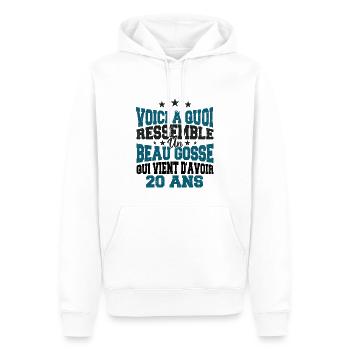 Voici à Quoi Ressemble Un BeauGosse 20 ans, Cadeau - Sweat à capuche Premium bio Homme - blanc - Devant - Nico (187cm)