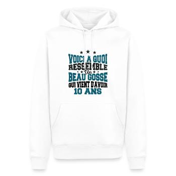 Voici à Quoi Ressemble Un BeauGosse 10 ans, Cadeau - Sweat à capuche Premium bio Homme - blanc - Devant - Nico (187cm)