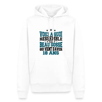 Voici à Quoi Ressemble Un BeauGosse 18 ans, Cadeau - Sweat à capuche Premium bio Homme - blanc - Devant - Nico (187cm)