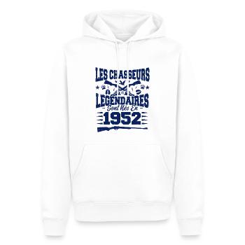 Chasseur légendaire nées en 1952 anniversaire - Sweat à capuche Premium bio Homme - blanc - Devant - Nico (187cm)