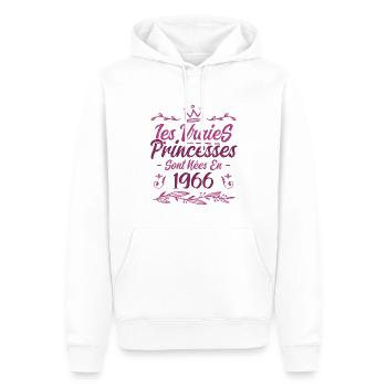 Les Vraies Princesses Sont Nées En 1966 - Sweat à capuche Premium bio Homme - blanc - Devant - Nico (187cm)