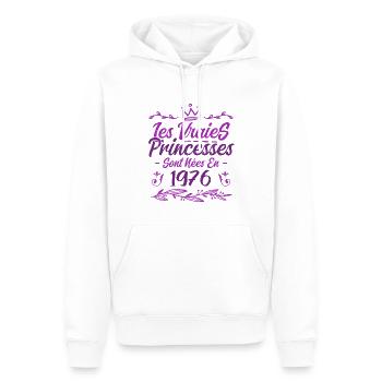 Les Vraies Princesses Sont Nées En 1976 - Sweat à capuche Premium bio Homme - blanc - Devant - Nico (187cm)