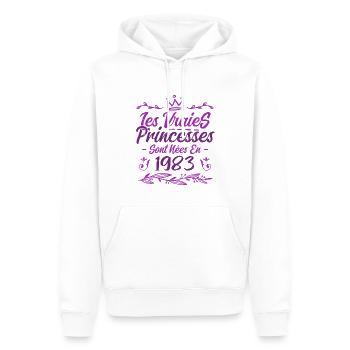 Les Vraies Princesses Sont Nées En 1983 - Sweat à capuche Premium bio Homme - blanc - Devant - Nico (187cm)