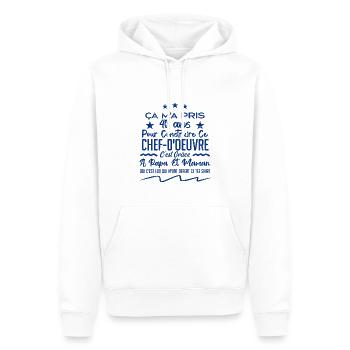 Cadeau anniversaire 40 ans humour merci papa maman - Sweat à capuche Premium bio Homme - blanc - Devant - Nico (187cm)