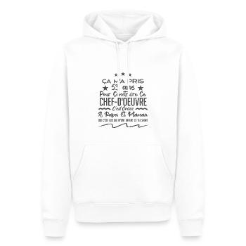 Cadeau anniversaire 53 ans humour merci papa maman - Sweat à capuche Premium bio Homme - blanc - Devant - Nico (187cm)