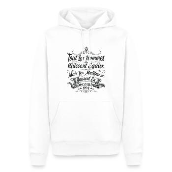 les meilleurs naissent en décembre / Décembre 1954 - Sweat à capuche Premium bio Homme - blanc - Devant - Nico (187cm)