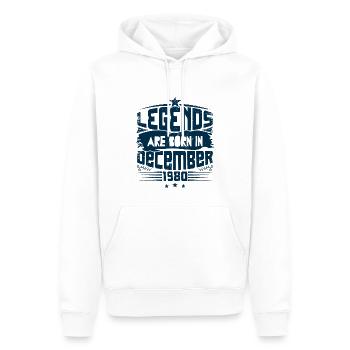 Legends Are Born In December 1980 - Sweat à capuche Premium bio Homme - blanc - Devant - Nico (187cm)